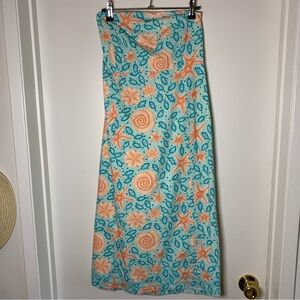 Lilly Pulitzer Turquoise, Coral & Pale Yellow Printed Skirt